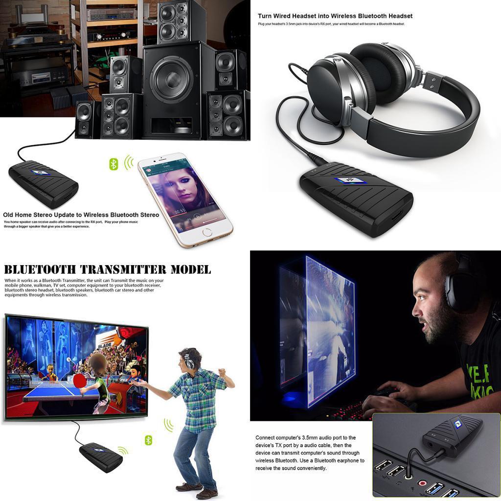 2-in-1 Wireless Bluetooth Audio Receiver Music Stereo Adapter for Home Car
