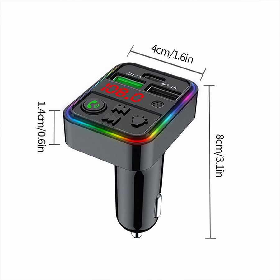 Tẩu Sạc Nhanh QC3.0 + PD 25W Kết Nối Bluetooth Nghe Nhạc MP3 2 Cổng USB Và 1 Cổng Type C CIND F18 25W