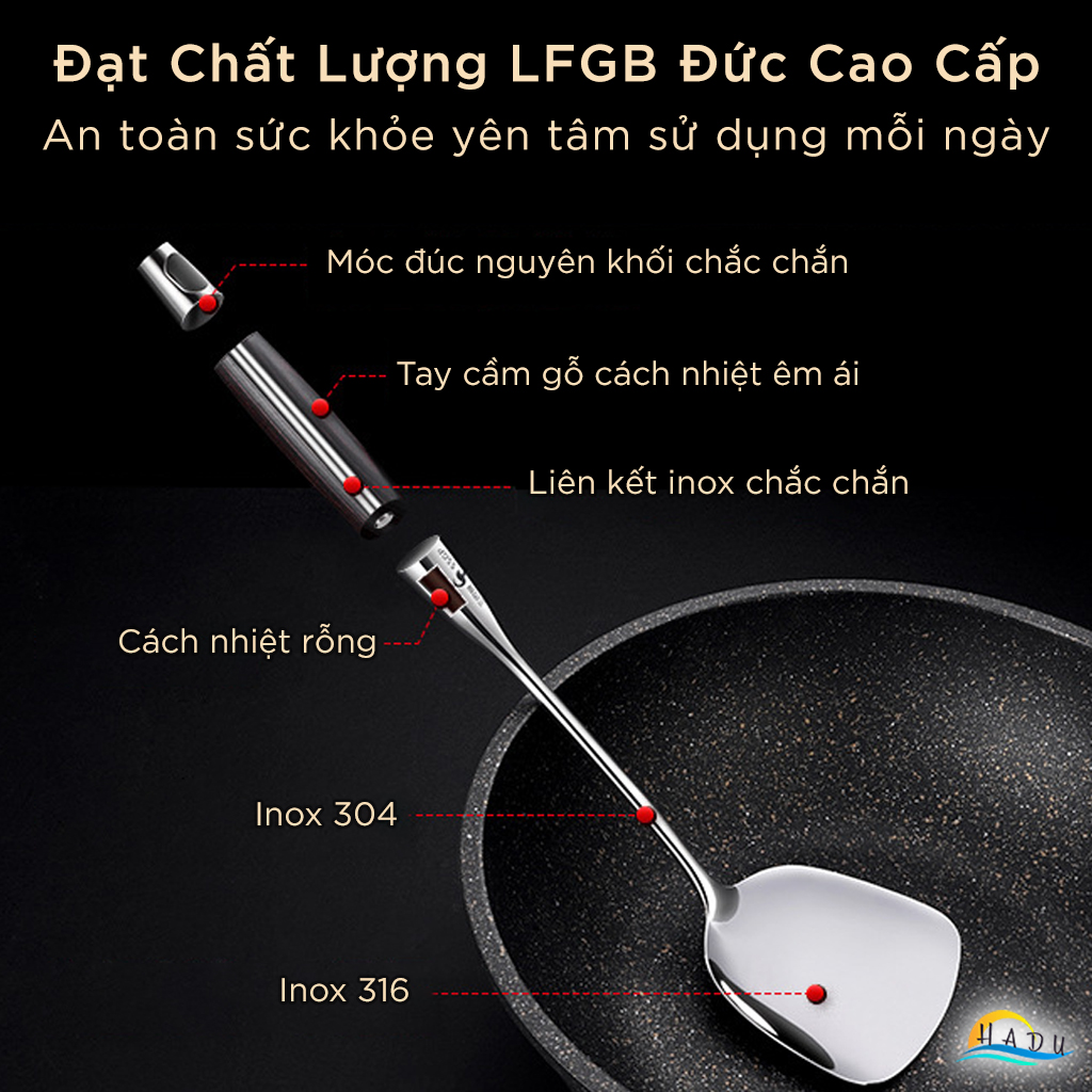 Xẻng Nấu Ăn Inox 316 Cao Cấp Đạt Chất Lượng LFGB Đức SSGP