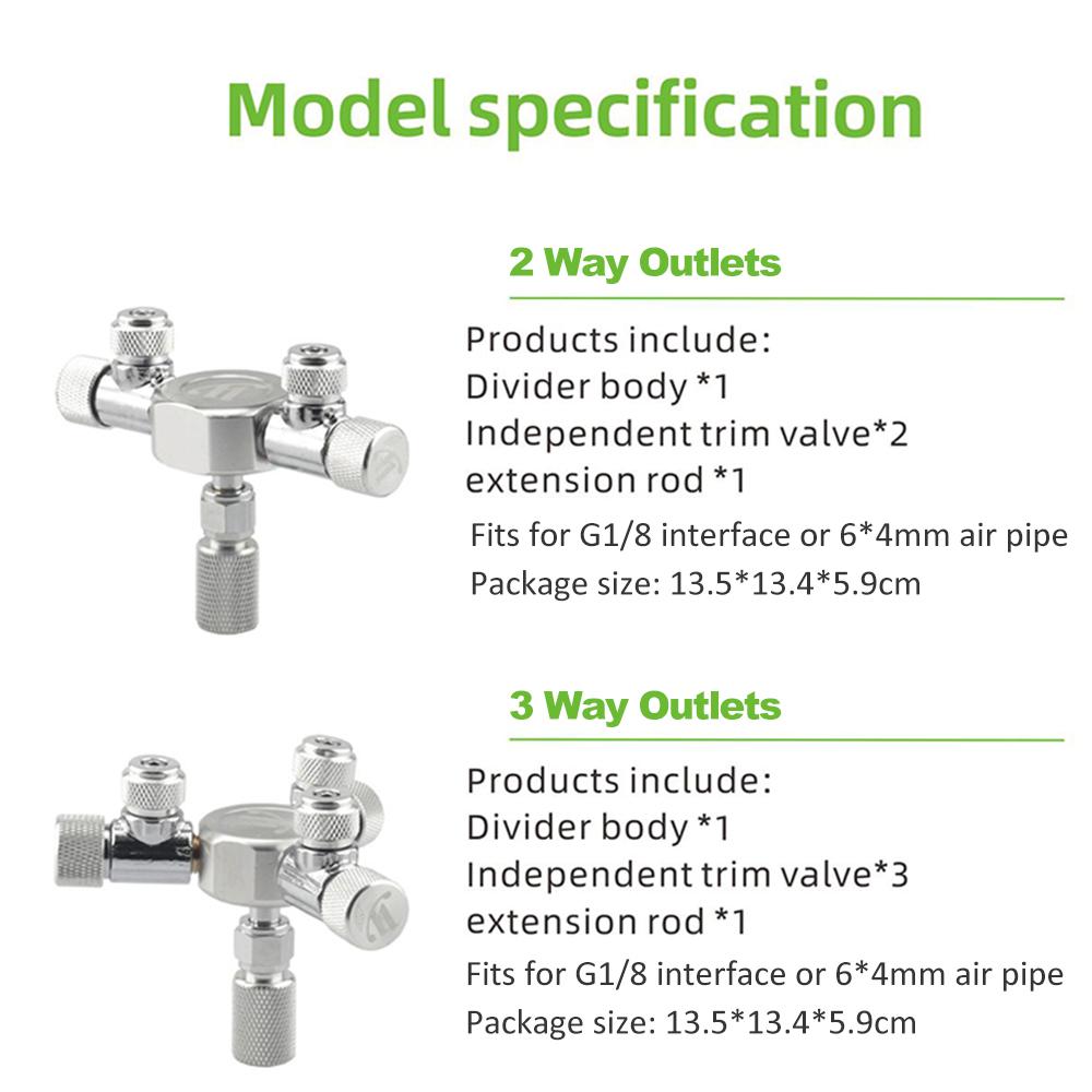 Bộ chia khí oxy cho bể cá thủy sinh được làm bằng hợp kim nhôm và chất liệu đồng, mạnh mẽ và chắc chắn