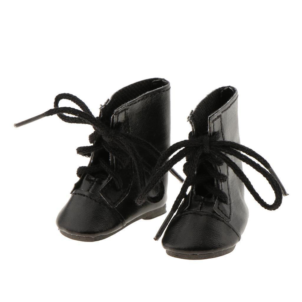 2xFashion Shoes Lace up Boots for 14'' Wellie Wisher Doll Black
