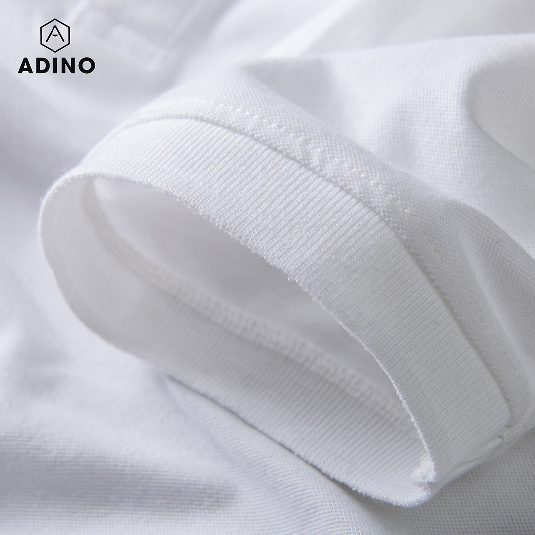 Áo polo nam ADINO màu trắng vải cotton co giãn thiết kế basic trẻ trung PL40