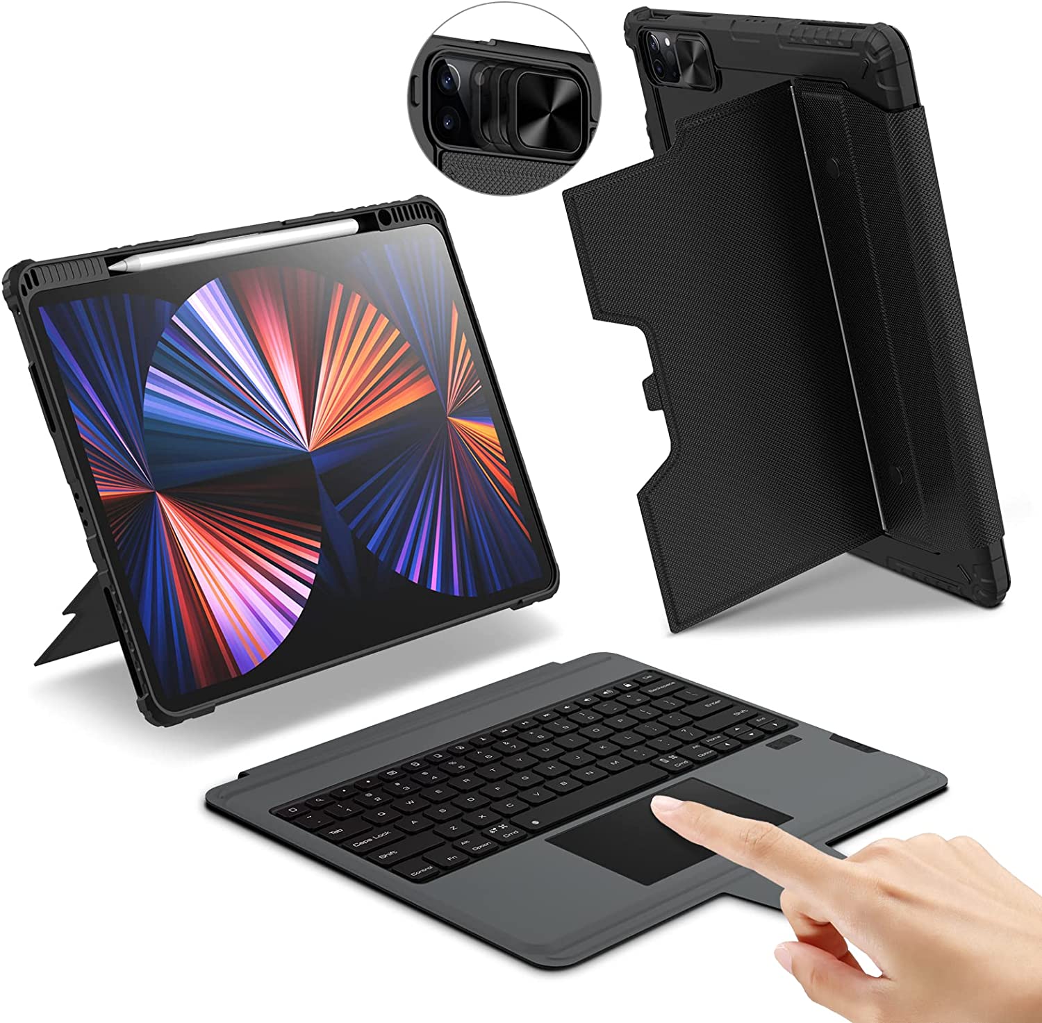 Bao Da Kèm Bàn Phím Cho Ipad Pro 11 &Amp; Ipad Pro 12.9 Inch 202020212022 Nillkin Bumper Combo Case Keyboard Có Khe Cắm Bút Apple Pencil - Hàng Chính Hãng - Ipad Pro 12.9 Inch