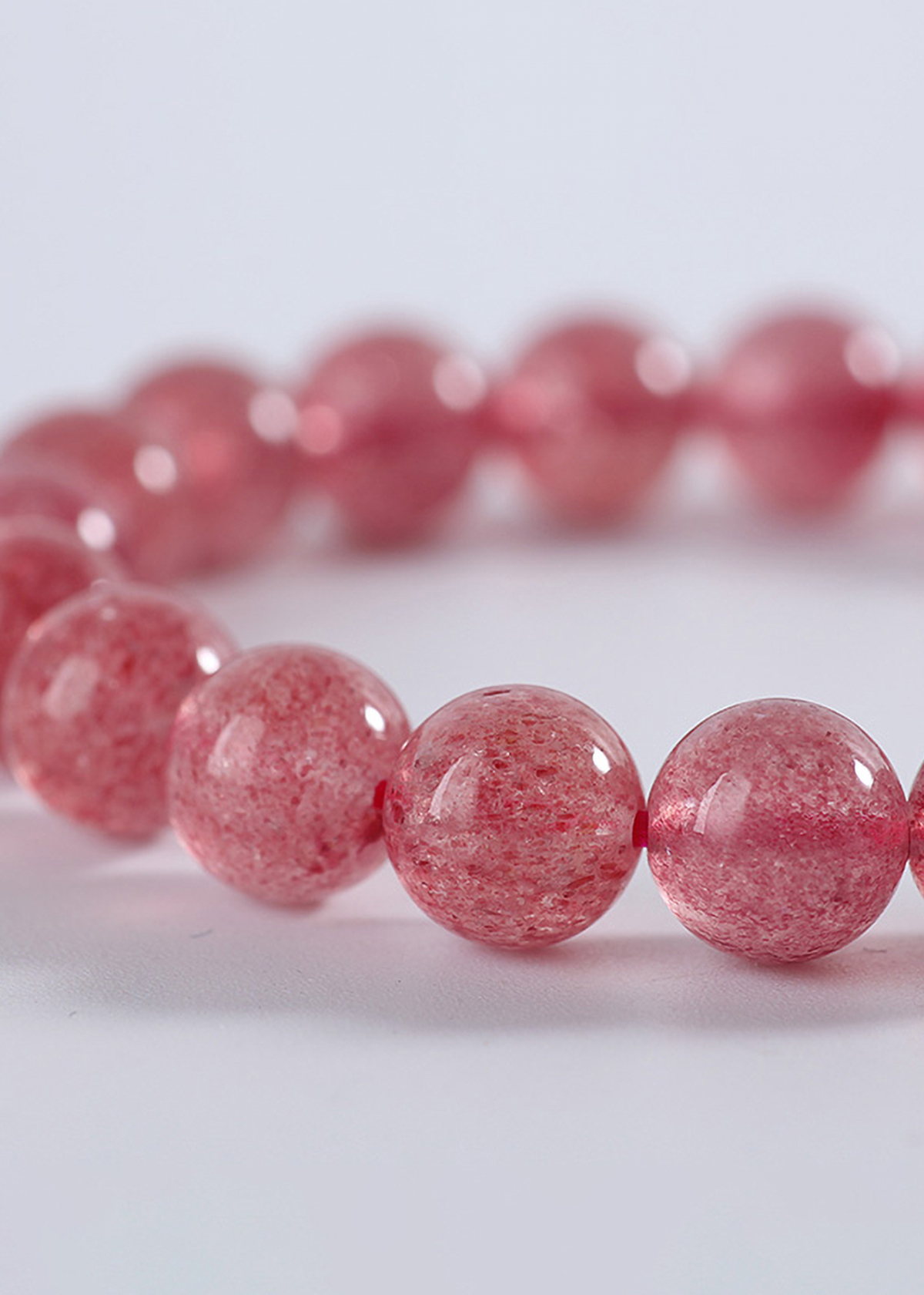 Vòng đôi đá thạch anh dâu phối charm lá bạc mệnh hỏa, thổ - Ngọc Quý Gemstones