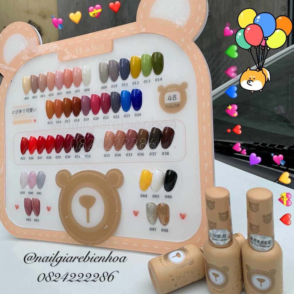 Set sơn gel Gấu 48 màu, tặng bảng màu + base top cứng móng