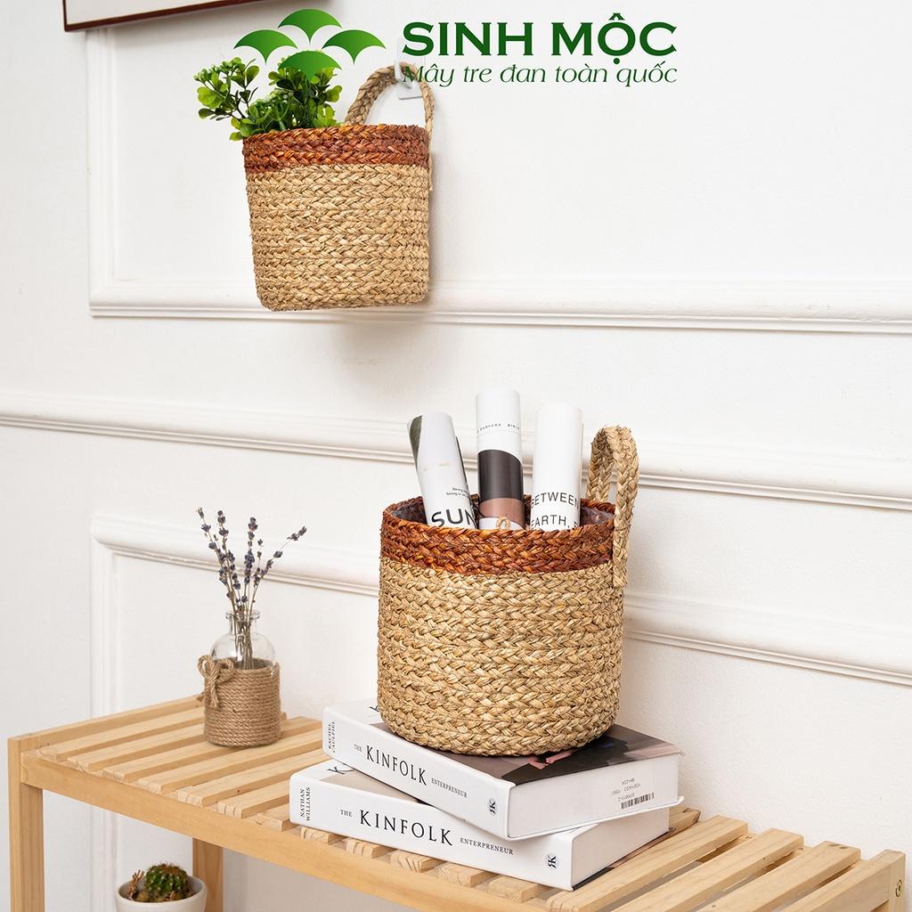 Giỏ cói trồng cây, giỏ cói đựng đồ, giỏ mây tre đan Sinh Mộc thân thiện với môi trường - M1004