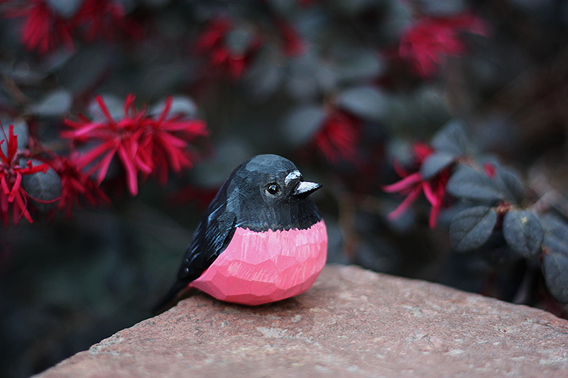 Tượng Chim Gỗ Pink Robin
