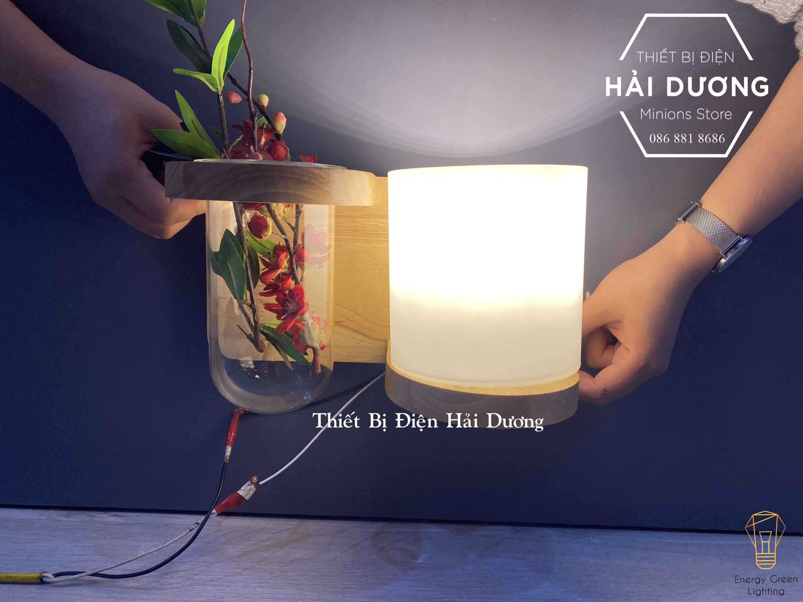 Đèn Tường Kệ Gỗ Chao Thủy Tinh Hiện Đại DT-2614 - Trang Trí Căn Phòng - Energy Green Lighting - Đã Bao Gồm Bóng LED 3W - Có Video