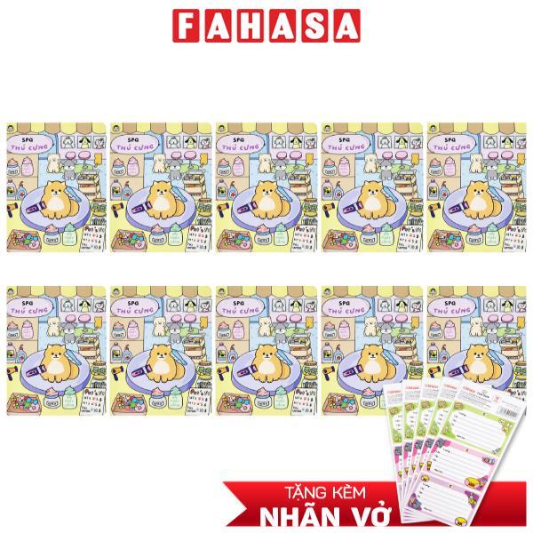 Combo 10 Tập Học Sinh Cô Tiên Xanh Chống Lóa - Miền Bắc - 4 Ô Ly - 48 Trang 100gsm - Spa Thú Cưng - Tặng Kèm Nhãn Vở Cô Tiên Xanh