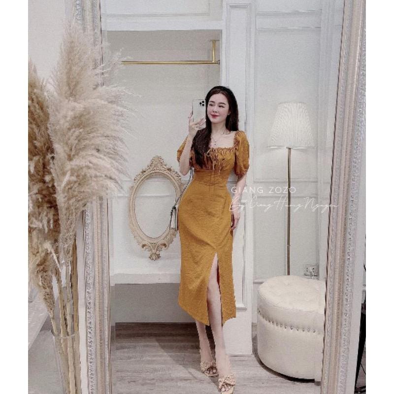Váy cổ vuông cúp ngực