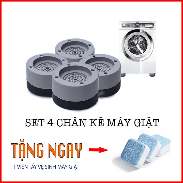 Bộ 04 chân đế cao su chống rung máy giặt ,Đế chống rung máy giặt - Đế chống ồn máy giặt, máy sấy,tủ lạnh, bàn ghế ( tặng kèm quà )