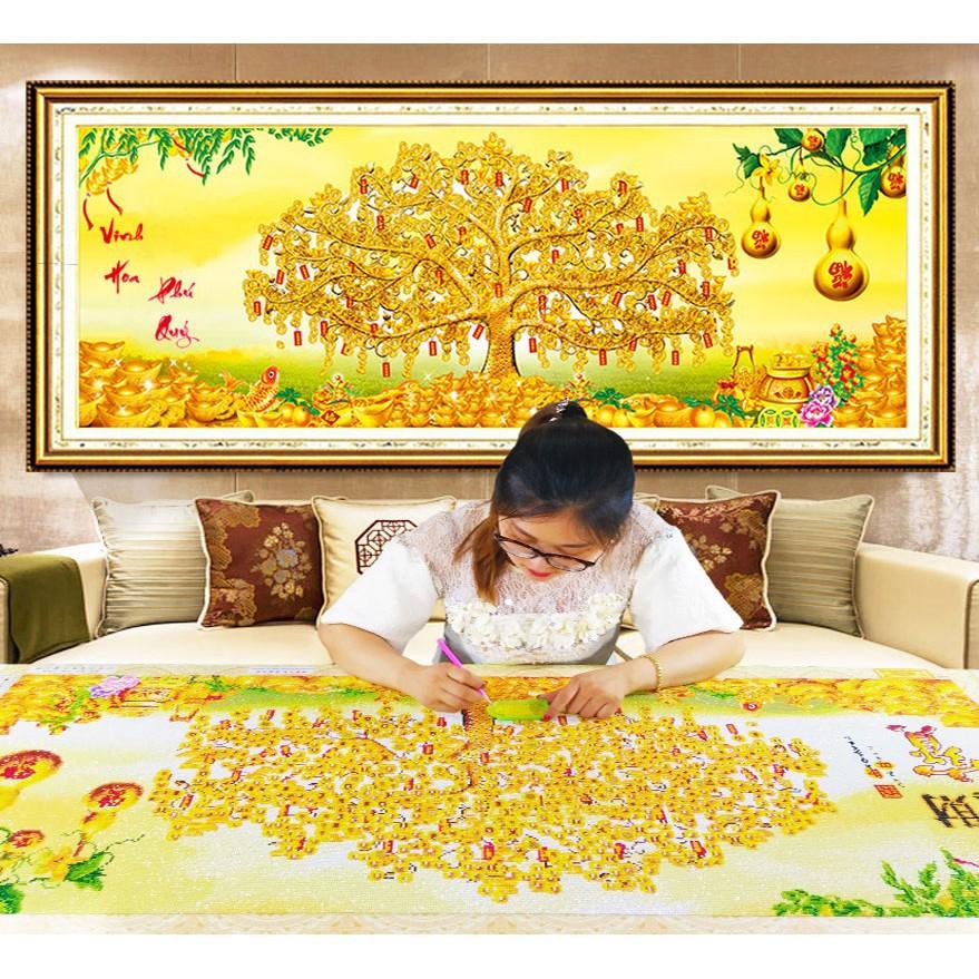 Tranh đá cây tiền vinh hoa phú quý YN5193 - kích thước: 129 * 52cm.