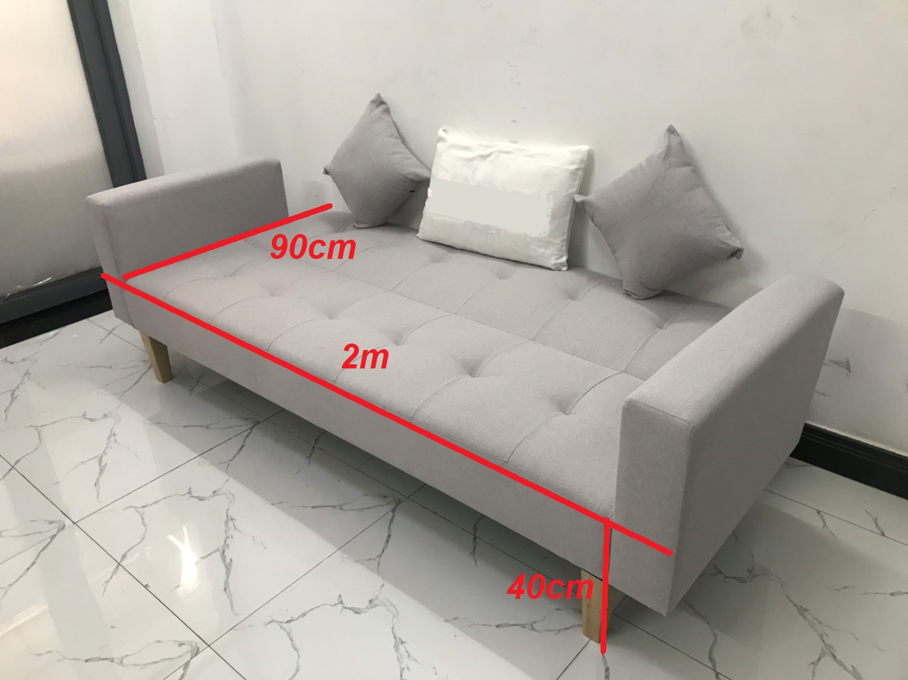 Bộ ghế sofa giường 2mx90 sofa bed tay vịn phòng khách salon linco13