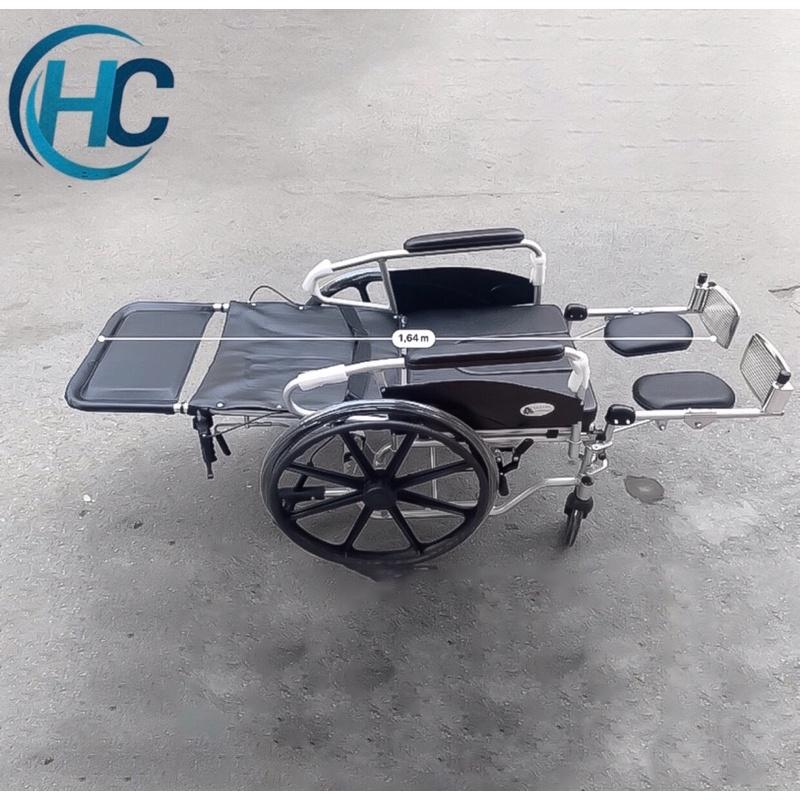 Xe Lăn Nằm Đa Năng cao cấp Lucass X-7L , Khung Nhôm Nhẹ, Bô Vuông, Đệm Simili, Bánh Mâm, Có Thắng
