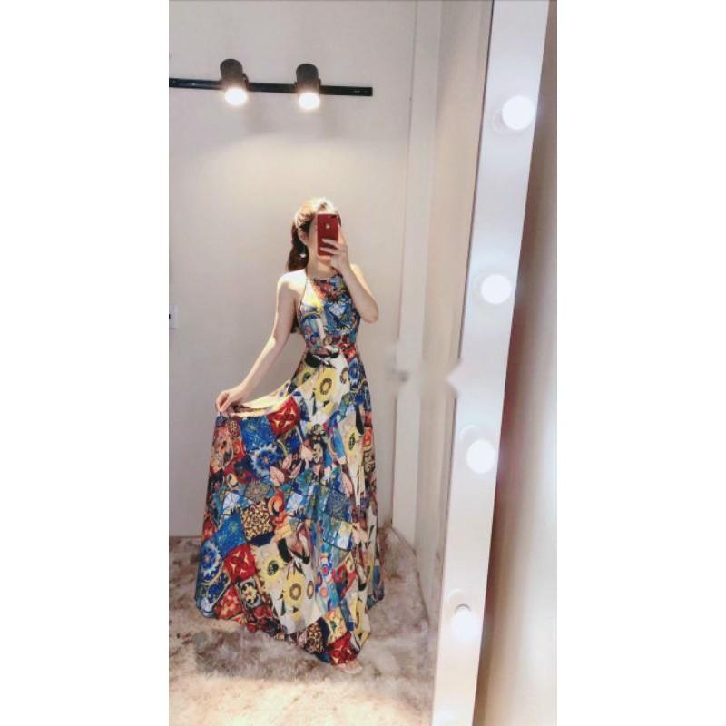 Váy maxi hở lưng, đầm maxi hở lưng đan dây