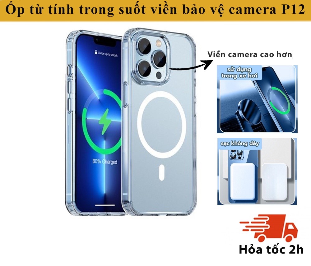 [HÀNG CHÍNH HÃNG] Ốp lưng từ tính trong suốt KOLEAD P12 chống sốc sạc không dây 14 13 12 11 Pro Max plus Case