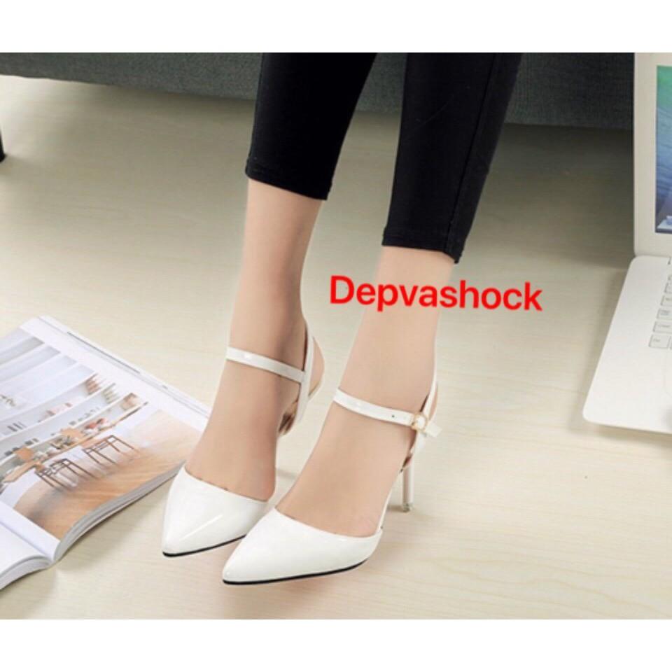 Giày sandal cao gót bít mũi big size gót nhon 7cm cao cấp Đep &shock MS-19015