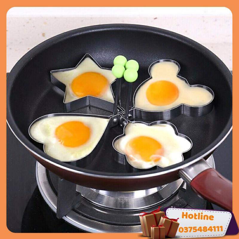 Bộ 4 Khuôn Chiên Đúc Trứng, Làm Bánh Nhiều Hình Inox - Hàng Loại 1