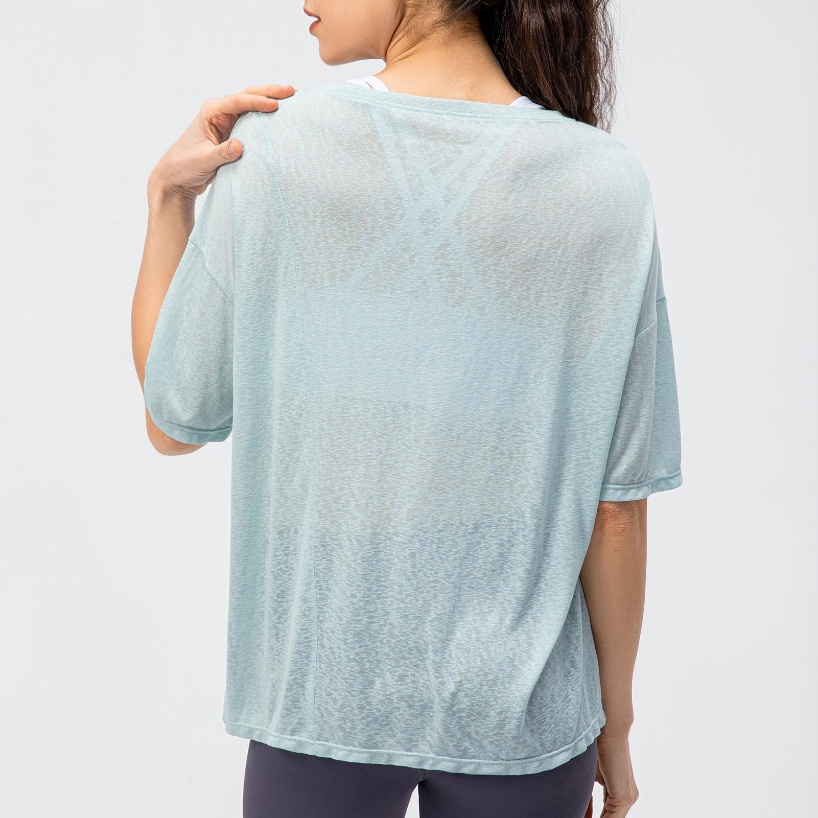 Áo thun nữ rộng rãi tay ngắn có xẻ tà phía trước để tập thể thao thoáng mát