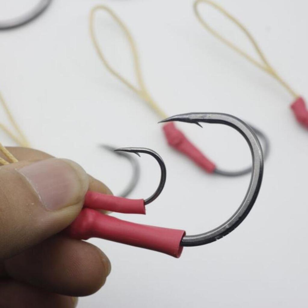 5 Pieces Jigging Assist Hooks Assist Fishing Hooks with White PE Line 01