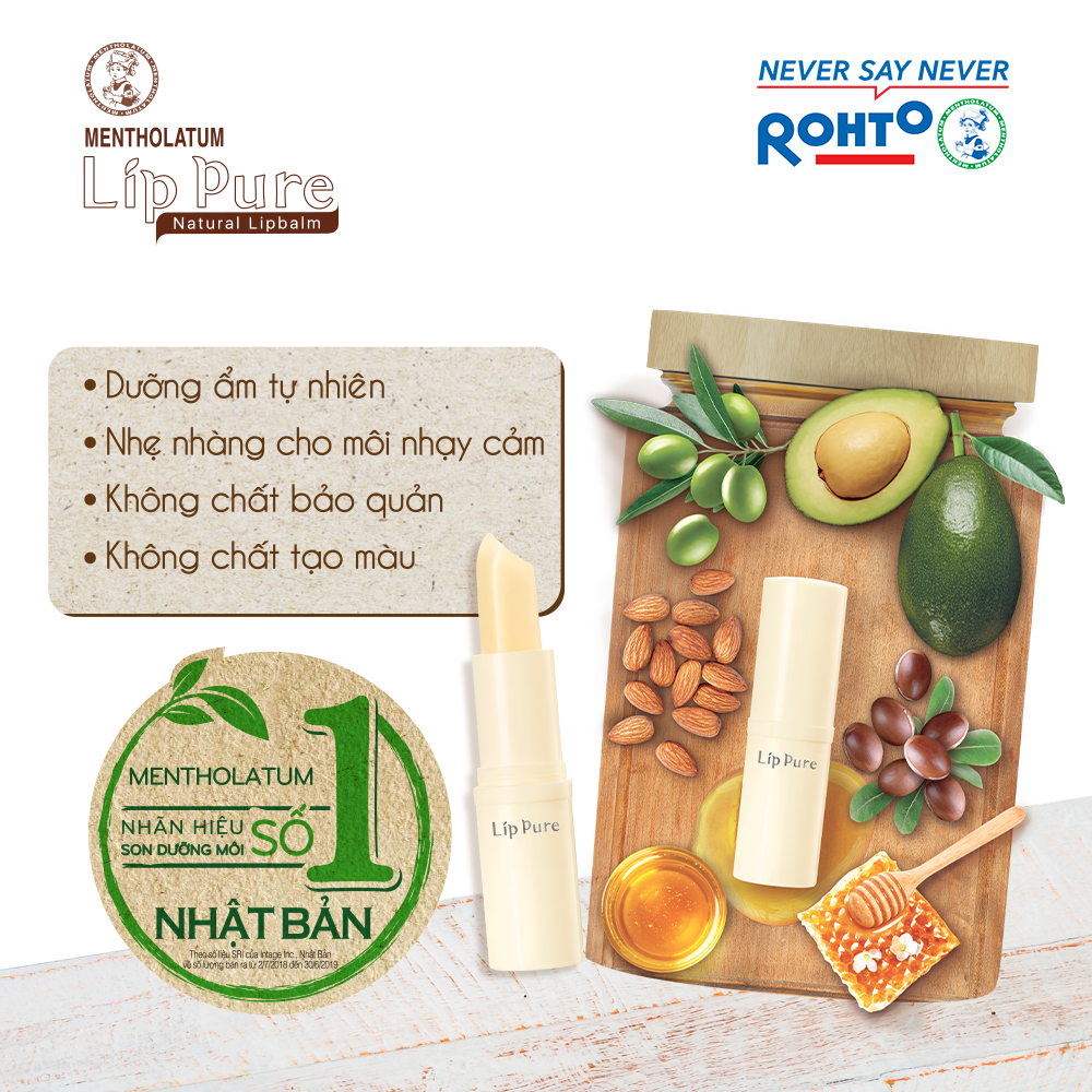 Son dưỡng môi không màu thành phần tự nhiên Lip Pure Natural Không Mùi 3.9g