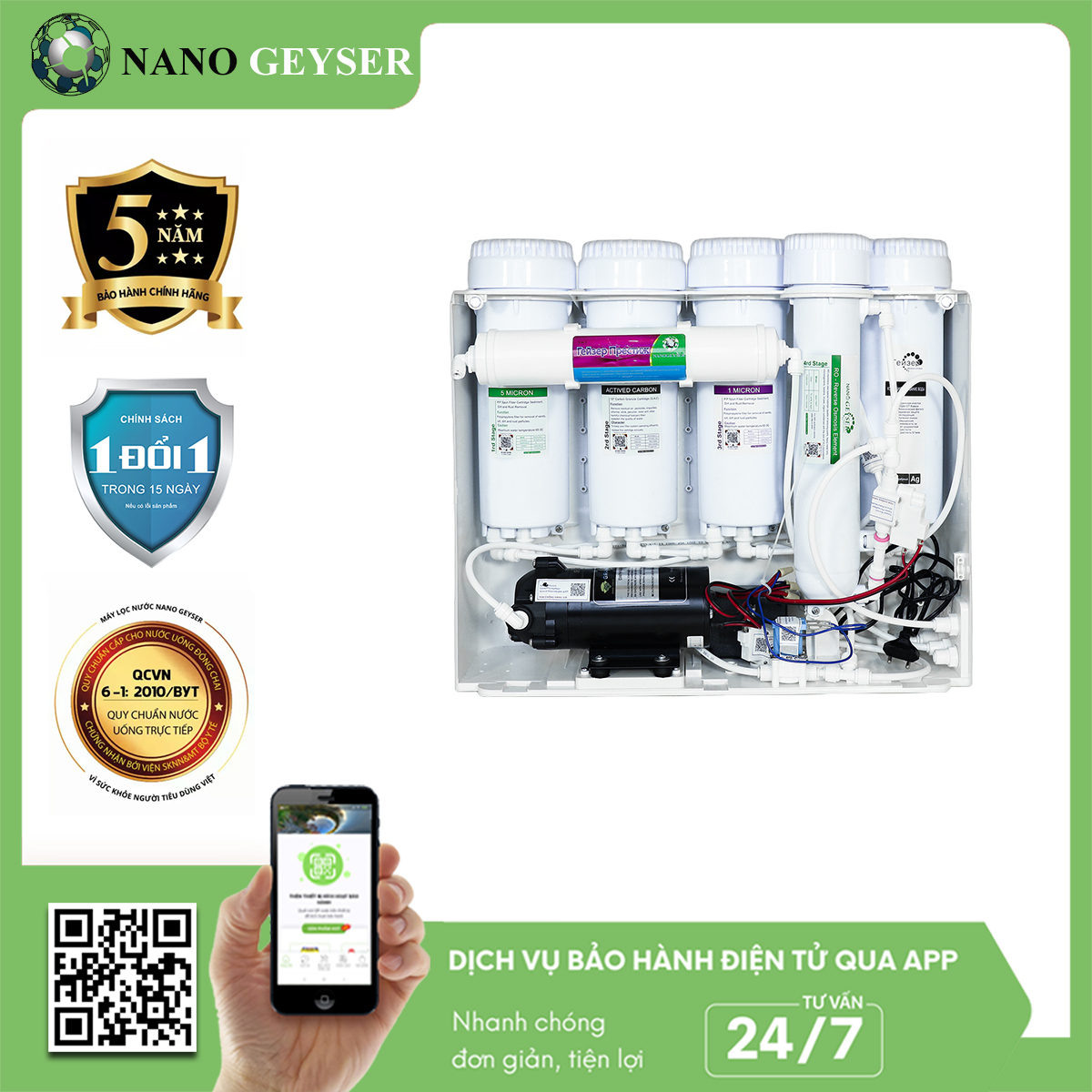 Máy lọc nước Nano Geyser ECO C8 công nghệ RO - Hàng Chính Hãng