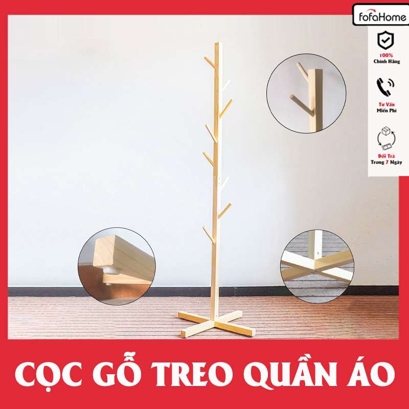 Cây Treo Quần Áo Đứng Gỗ Thông Móc Quần Áo Gỗ Thiết Kế Lắp Ráp Hiện Đại