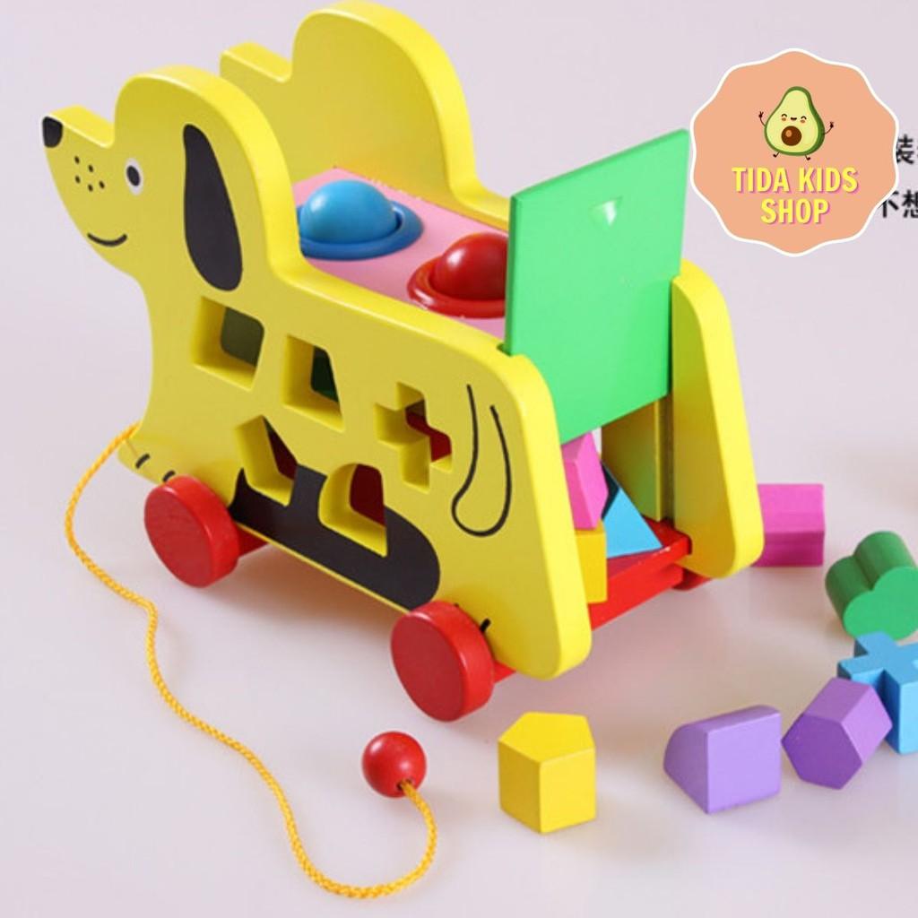 Đồ Chơi Đập Bóng, Thả Hình Con Chó, Gỗ Dày Đẹp Cho Bé