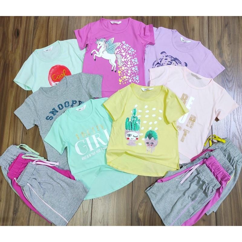 Bộ cộc tay bé gái size đại xuất dư/ bộ tay ngắn bé gái