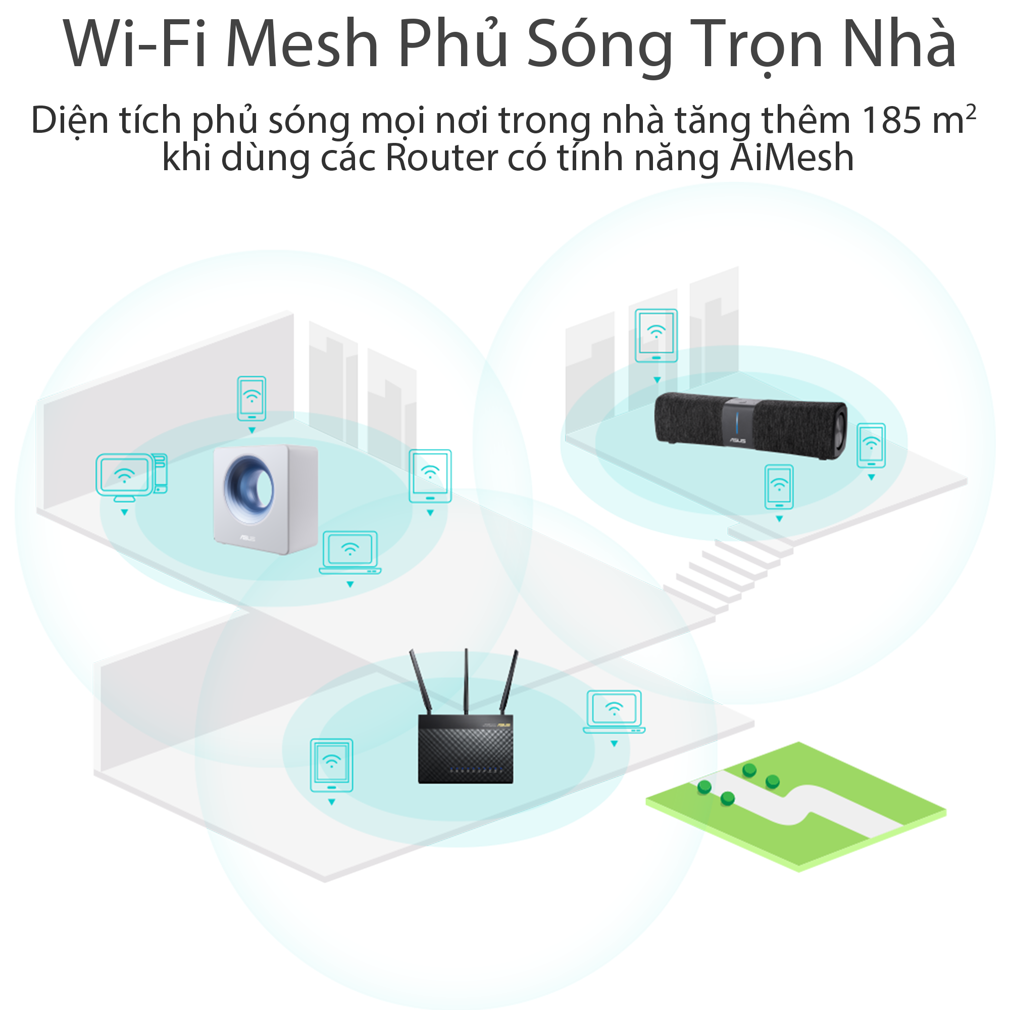 Router Wifi Mesh Asus RT-AX92U (2 Pack) 3 Băng Tần  AX6100 - Hàng Chính Hãng