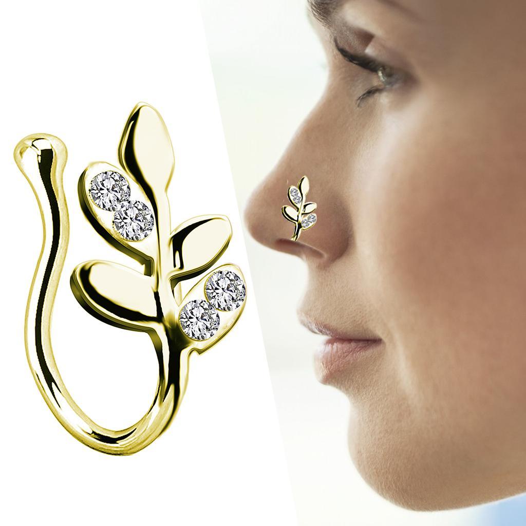 2x Crystal Fake Nose Rings 18G Faux Fake Lip Ear Nose Septum Ring 18 Gauge