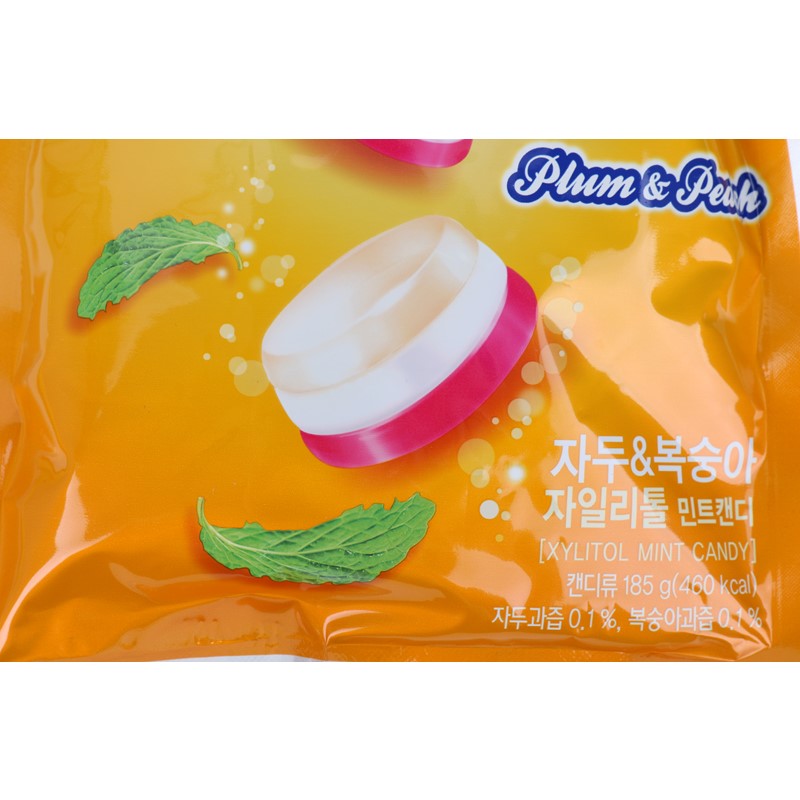 Combo 6 gói Kẹo bạc hà xylitol Lotte Anytime vị Mận &amp; Đào 60gr (Sugar free)