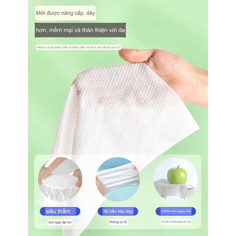 Khăn vải khô 100% cotton Geklin cao cấp siêu dai, mềm mại, không cồn không mùi, an toàn cho da nhạy cảm của trẻ em và người lớn - 1 bịch 500g 150 tờ, kích cỡ 1 tờ 20*20cm