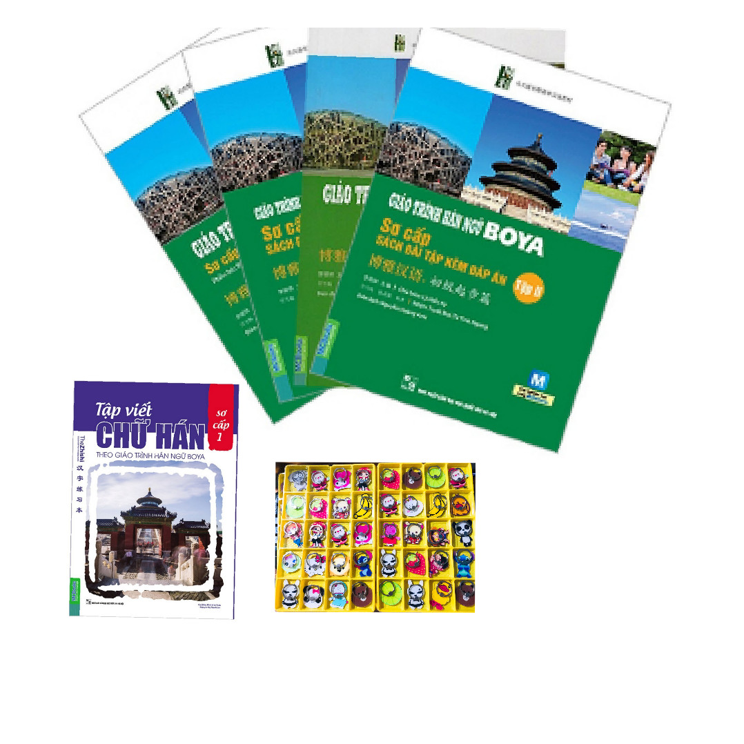 Combo 4 cuốn Giáo trình hán ngữ Boya sơ cấp 1+2 và Giáo trình hán ngữ Boya 1+2  kèm sách bài tập đáp án