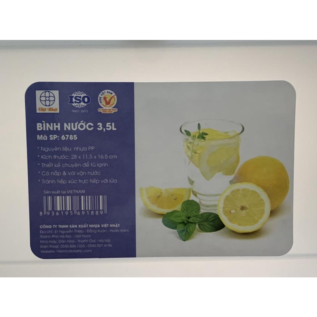 Bình Nước 3.5L Có Vòi Để Tủ Lạnh Cao Cấp, Đựng Nước Trà, Trái Cây Tiện Lợi Đa Năng Ngăn Nắp nhựa Việt Nhật