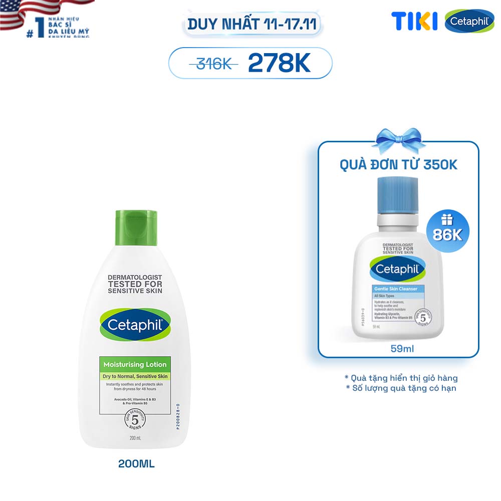 Sữa dưỡng ẩm cho da nhạy cảm Cetaphil Moisturizing Lotion 200ml