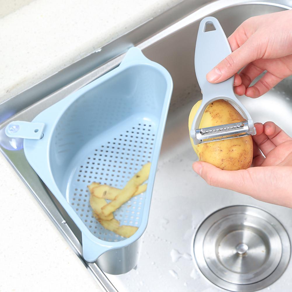 Phễu Lọc Rác Bồn Rửa Chén, Đựng Miếng Rửa Bát Thông Minh Hình Tam Giác