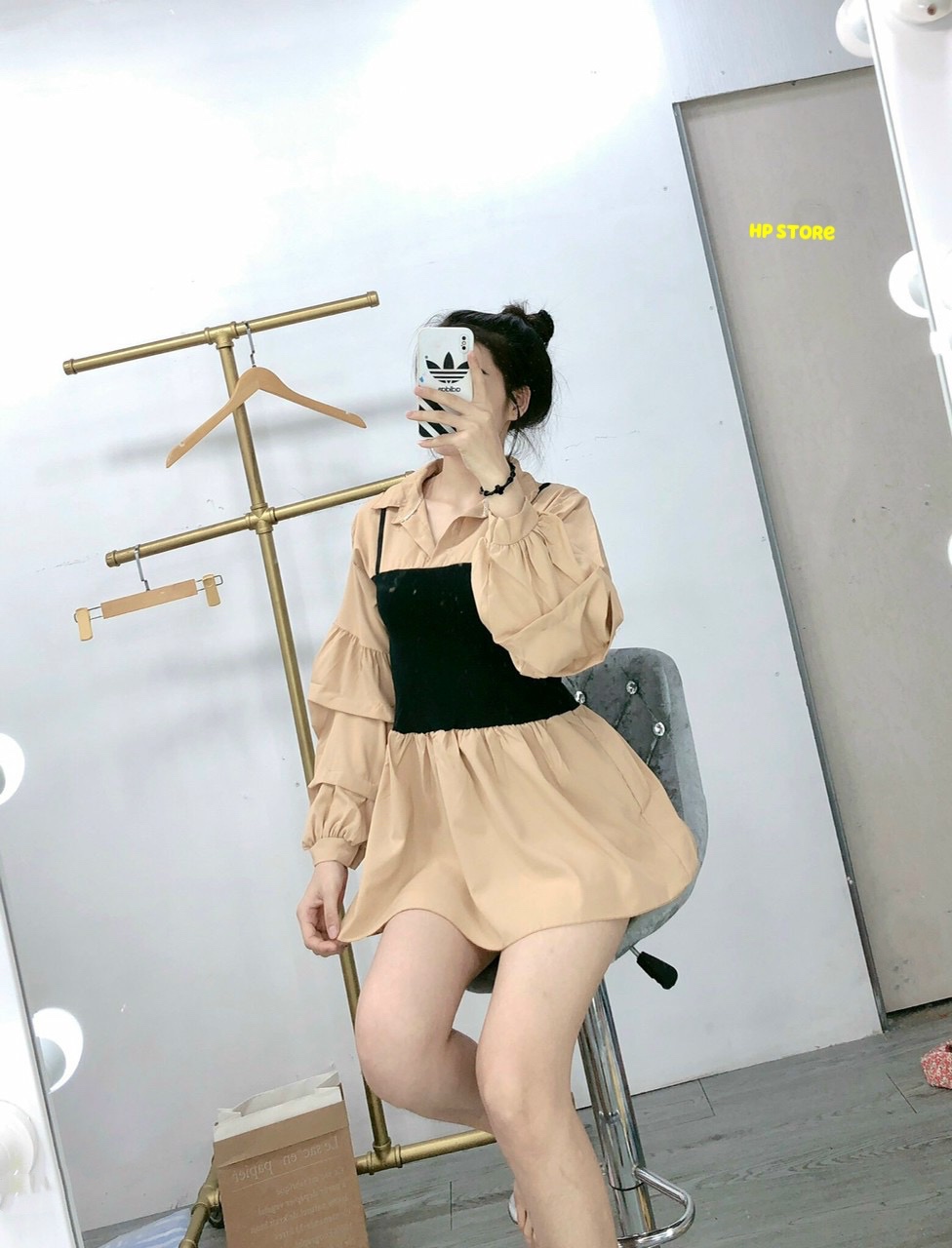 Áo Sơ Mi Nữ Tay Phồng Tầng Xếp Ly Thun Lụa Thiết Kế