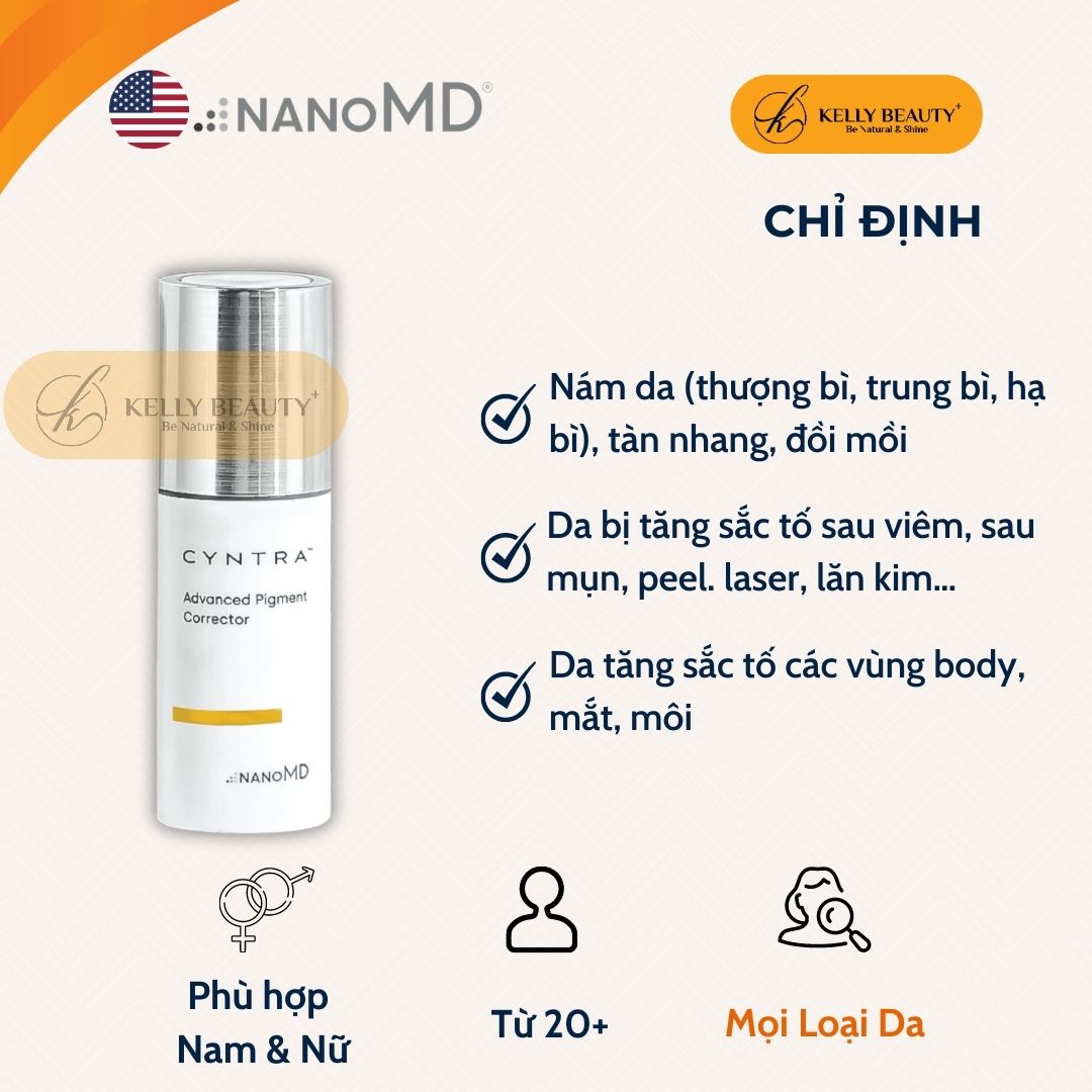 Kem Sáng Da Mờ Nám Sạm NanoMD Cyntra Advance Pigment Corrector - Cải Thiện Nám Trong 8 Tuần - Kelly Beauty