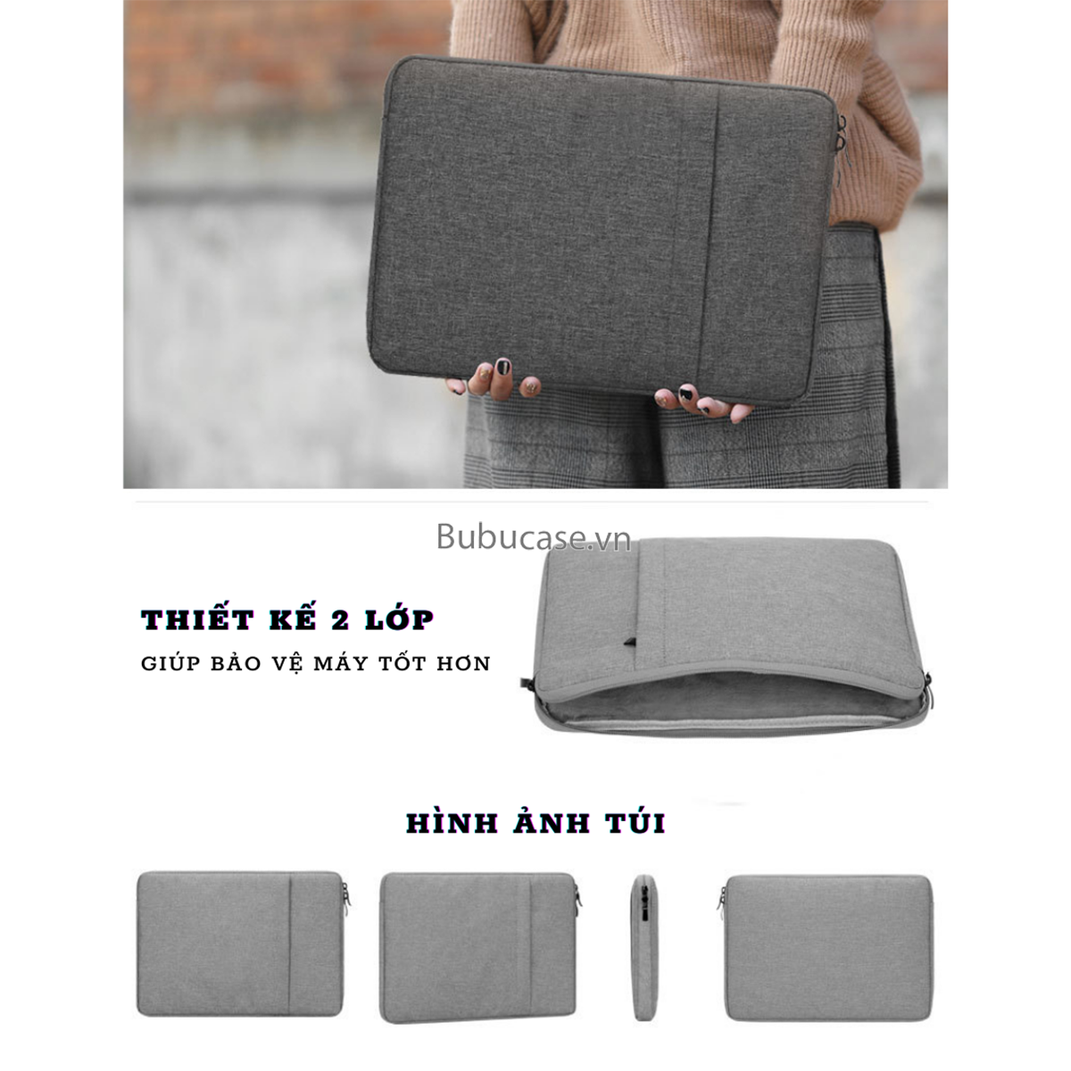 Túi Laptop 2 Dây Kéo Vải Agni Cloth Chống Thấm Đựng Laptop / Macbook 13 inch, 14 inch, 15 inch, 15.6 inch cao cấp - Bảo vệ chống va chạm, Chống thấm nước - Hàng chính hãng