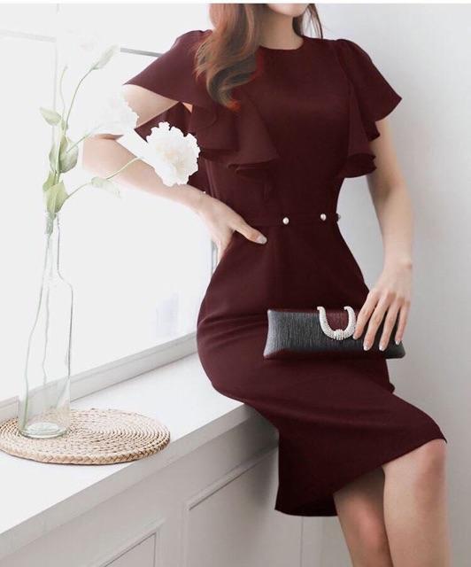ĐẦM BODY TAY NHÚN BÈO TRÒN ĐÍNH HẠT EO