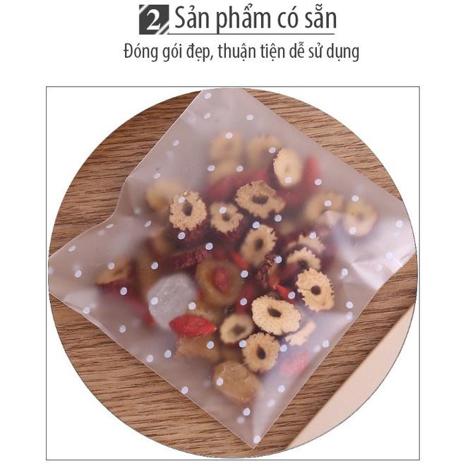 Bao bì đựng trà/ bánh kẹo,100 túi/sp, túi đựng bánh chấm bi, dán miệng - KING OF OPP