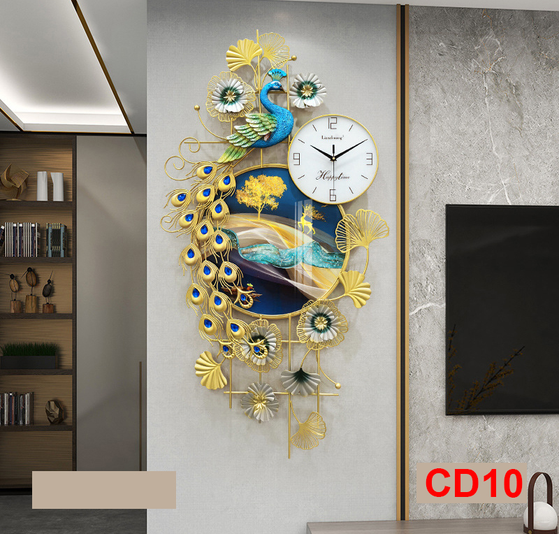 Đồng hồ treo tường trang trí chim công decor CD10 kích thước 100 x 50 cm