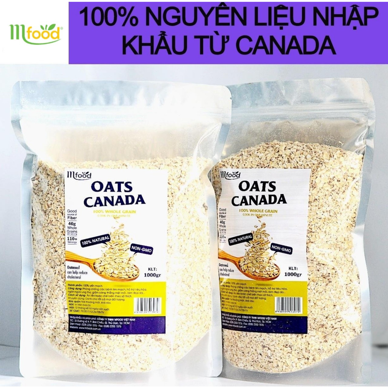 Yến Mạch Oats Canada Nguyên Chất túi 1kg