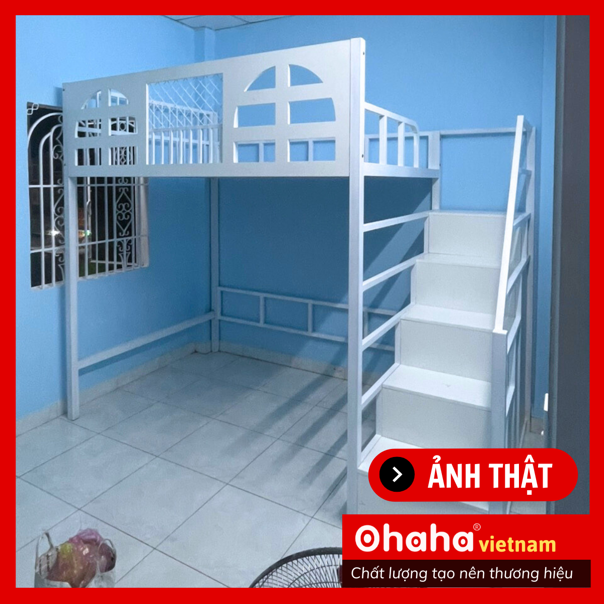 [Kèm Ảnh Thực Tế - Miễn phí vận chuyển &amp; Lắp đặt] GIƯỜNG TẦNG THÔNG MINH KHUNG SẮT OHAHA - GTS002