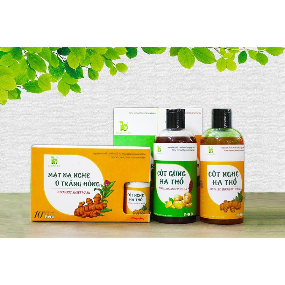 Combo: Cốt gừng + Cốt nghệ + Mặt nạ nghệ (Tặng 1 Cốt Nghệ Hạ Thổ Thảo Dược Bảo Nhiên 50ml)