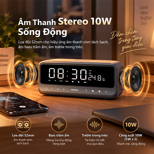 Loa Bluetooth Philips TAS3609GY/70 - Hàng chính hãng