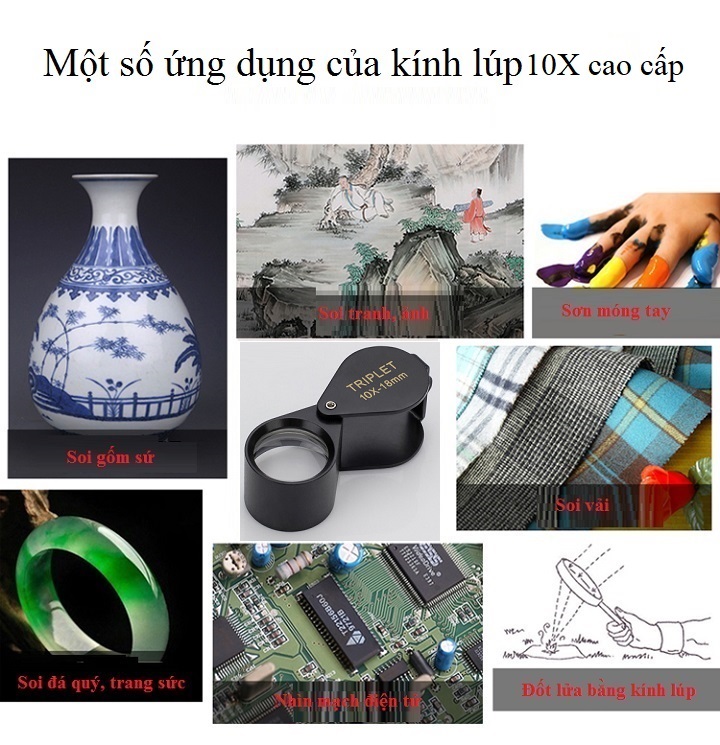 Kính lúp 10x18mm móc khóa cao cấp -