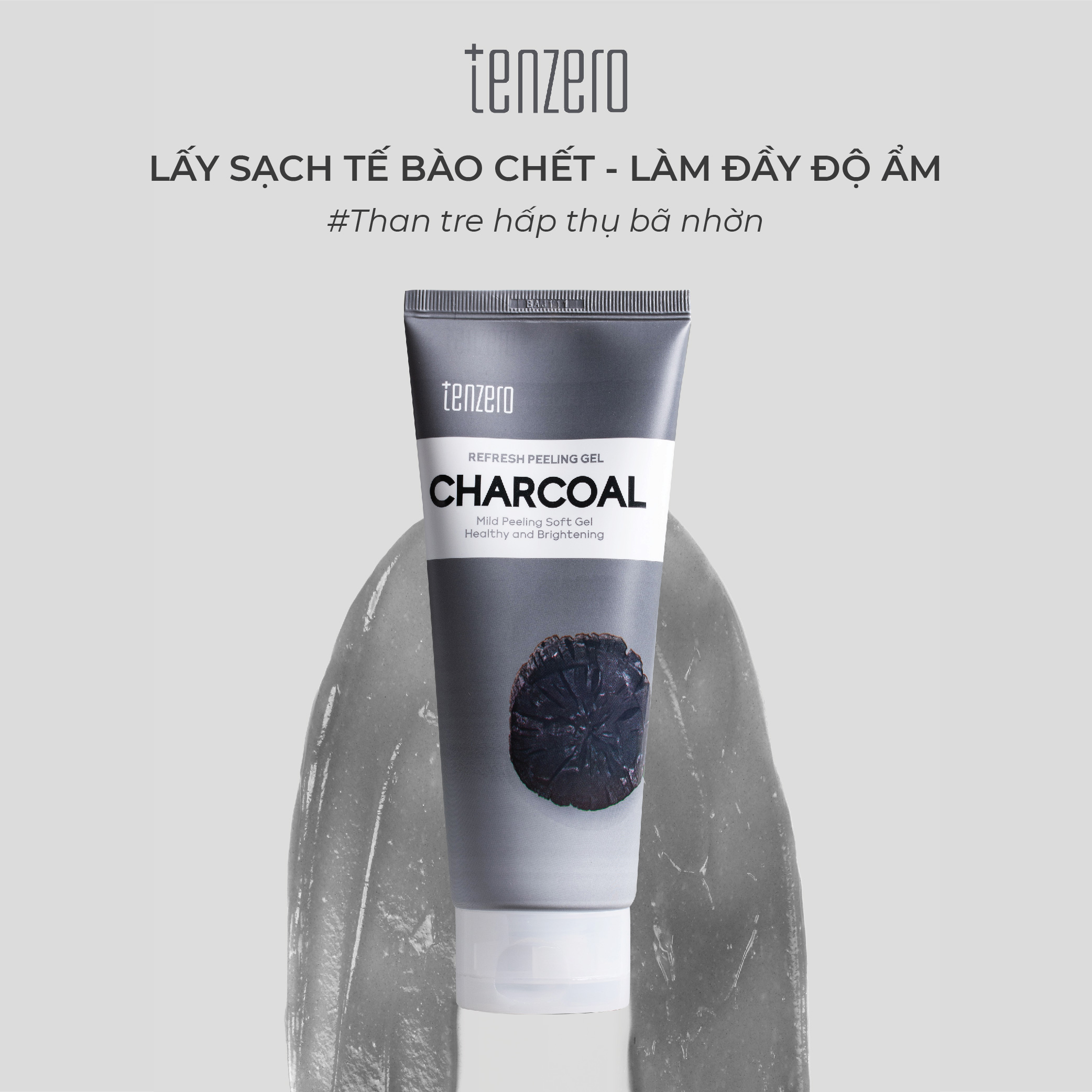 Tẩy Tế Bào Chết Dạng Gel Không Chứa Hạt Tenzero Refresh Peeling Gel Charcoal 180ml