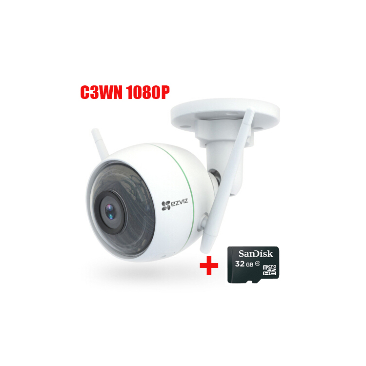 Camera IP wifi Ezviz ngoài trời CS-Cv310 (C3WN) Kèm thẻ nhớ Sandisk 32GB - Hàng chính hãng